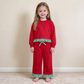 NEW RTS NO MOQ milk silk GLP3916（GT1935+P1153）Baby Girls Red Long Sleeve Scallop Tunic Ruffle Pant Set