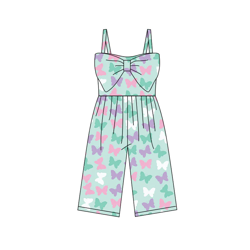 X11.25Preorder (moq 5)Baby Girls Strap Colorful Butterfly Bows Pants Jumpsuits