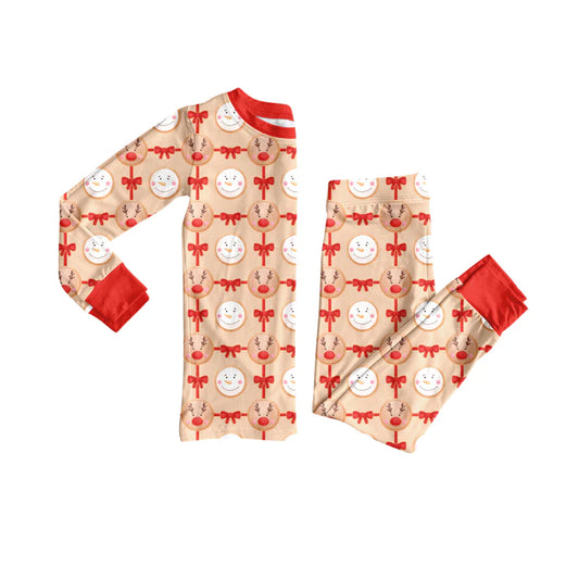 X8.15Baby Girls Christmas Reindeer Bows Top Pants Lounge Wear Pajamas Sets