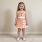 NEW RTS NO MOQ Yoga GSD4282 Baby Girls Orange Checked Bows Skort Team Yoga Scallop Set