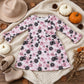 NEW RTS NO MOQ milk silk GLD1637 Baby Girls Ghosts Pumpkins Flowers Button Halloween Knee Length Dresses