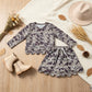 NEW RTS NO MOQ milk silk GLD1614（GT1685+GLK0297 ）Baby Girls Long Sleeve Southern Grey Camo Top Skirt Short Scallop Clothes Set