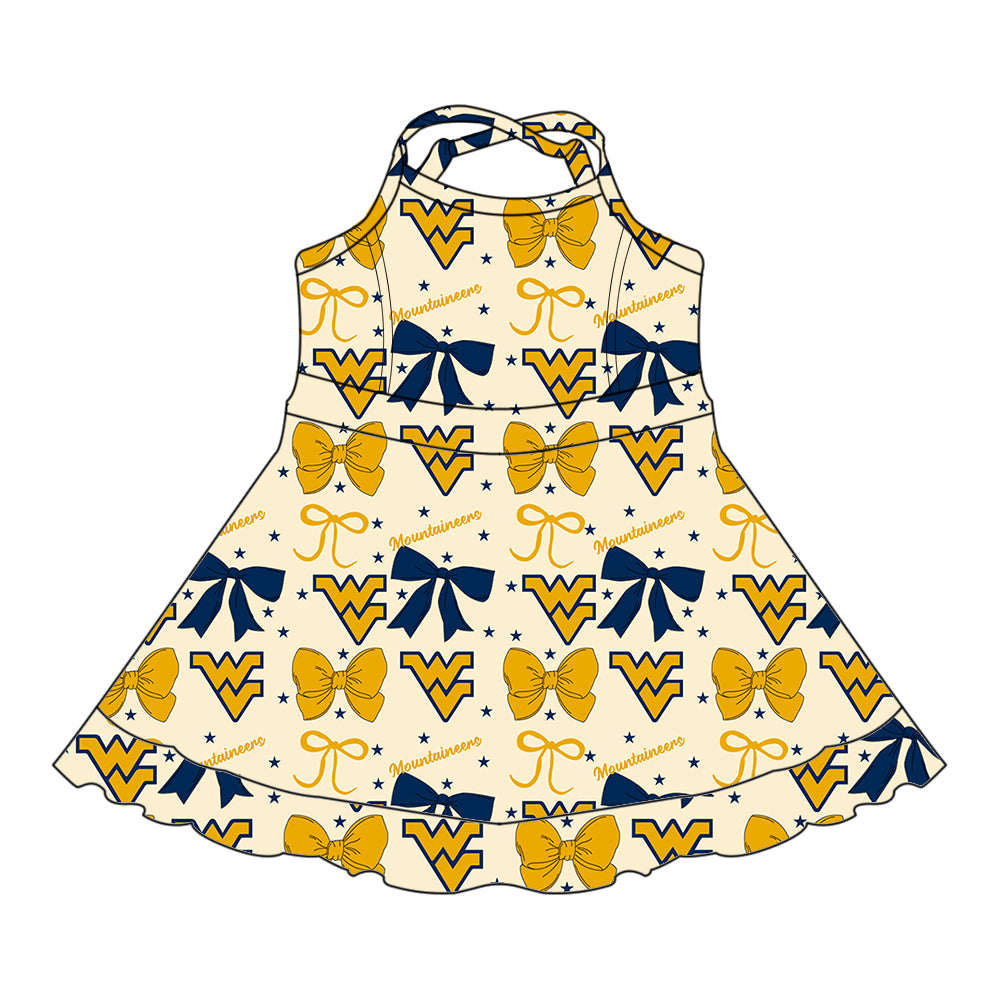 6.24 Yellow Bowknot Suspender Girls Dress