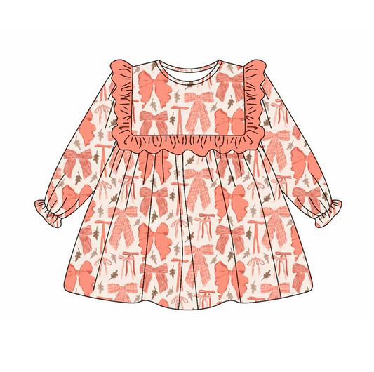 5.20 Orange Bow Long Sleeve Dress
