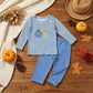NEW RTS NO MOQ milk silk BLP1500 Embroidery Pumpkin Dogs Baby Boys Blue Stripe Top Pants Fall Clothes Sets
