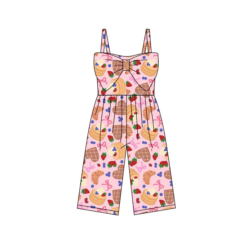 X11.25Preorder (moq 5)Baby Girls Strap Strawberry Hearts Cakes Valentines Pants Jumpsuits