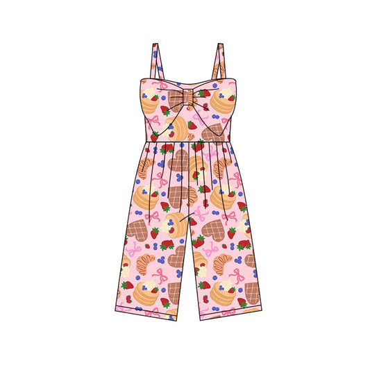 X11.25Preorder (moq 5)Baby Girls Strap Strawberry Hearts Cakes Valentines Pants Jumpsuits