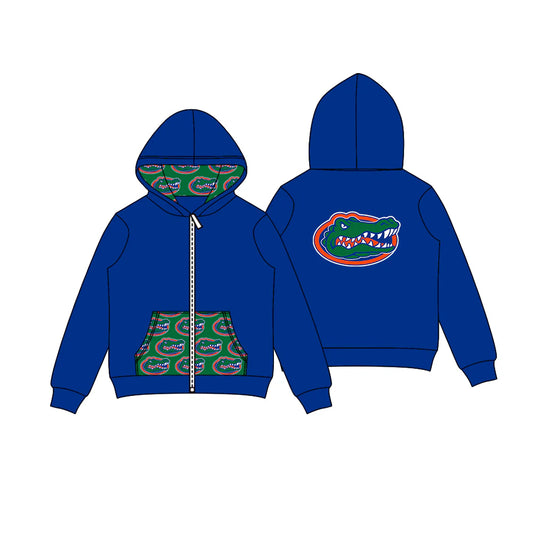 8.5Preorder (moq 5)Baby Boys Hot Blue Crocodiles Team Pocket Zipper Hoodies Tops