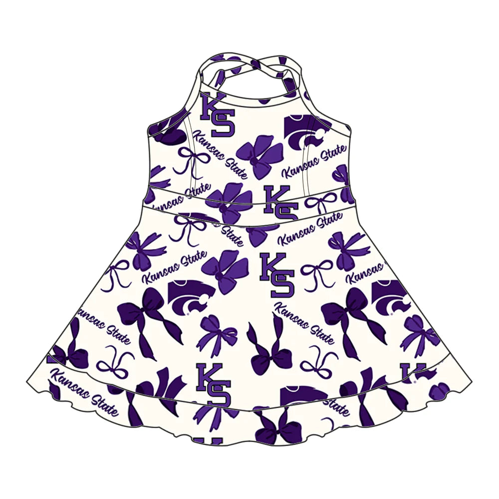 6.28Preorder (moq 5)Baby Girls Strap Bows Plaid KS Shorts Ruffle Team Knee Length Dresses