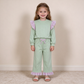 NEW RTS NO MOQ cotton GLP3700（GT1847+P1156）Baby Girls Light Green Stripe Flutter Sleeve Top Pockets Ruffle Pant Set