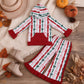 NEW RTS NO MOQ milk silk GLP3497 Baby Girls Green Red Bows Stripe Pocket Hoodie Ruffle Flare Pant Christmas Clothes Sets