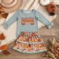 NEW RTS NO MOQ milk silk GLD0763 Baby Girls Sweeter Than Pumpkins Pie Top Skirt Short Thanksgivings Clothes Set