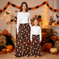 RTS NO MOQ milk silk Sibling Adult To Match Kids Ghosts Pumpkins Leopard Halloween Pockets Flare Pants Bottom