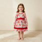 NEW RTS NO MOQ milk silk GLD1710 Baby Girls Red Checked Santa Ruffle Christmas Knee Length Dress