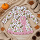 NEW RTS NO MOQ yoga fabric GLD1656 Baby Girls Frogs Gifts Christmas Yoga Active Short Bows Scallop Knee Length Dress