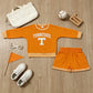 NEW RTS NO MOQ Vinyl GLS0163 Baby Girls Vinyl Tennessee Long Sleeve Top Pockets Short Team Clothes Set