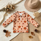 NEW RTS NO MOQ milk silk BT1895 Baby Boys Long Sleeve Leaves Pumpkins Checked Fall Zip Pullovers Top