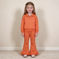 NEW RTS NO MOQ Sweater Fabric （GT1765+P1073） Baby Girls Orange Long Sleeve Sweater Fabric Zip Pockets Pullovers Top pant set（副本）