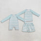 3.30 Sibling Baby Boys Light Blue Stripe Top Pockets Shorts Swimsuits