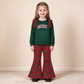 NEW RTS NO MOQ milk silk GLP3595 Embroidery Merry Baby Girls Green Red Checked Top Flare Pant Christmas Clothes Sets