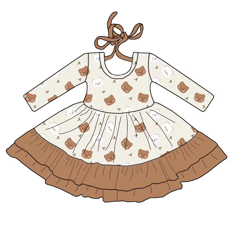 6.17 Bear Cartoon Long Sleeve Dress