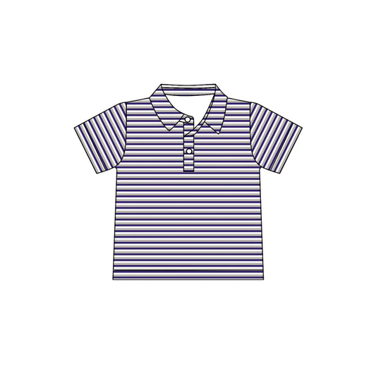 8.5Preorder(moq 5) Baby Boys Purple Stripes Team Short Sleeve Tee Pullovers Shirts Tops