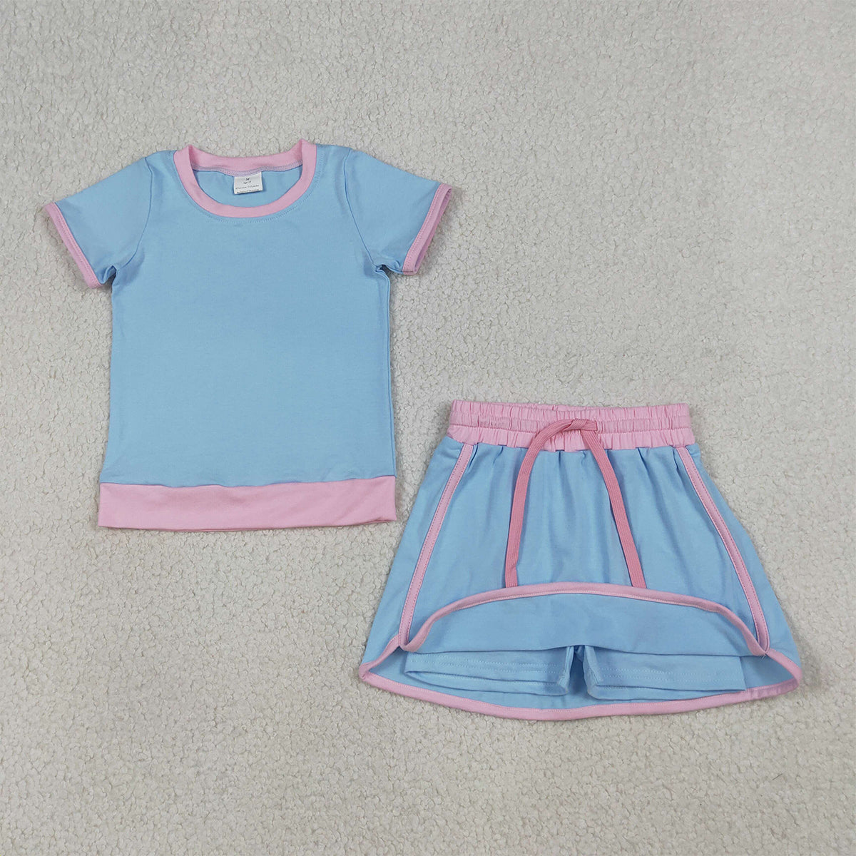 3.31 GSD3671 Baby Girls Blue Short Sleeve Top Skirt Shorts Cotton Clothes Sets