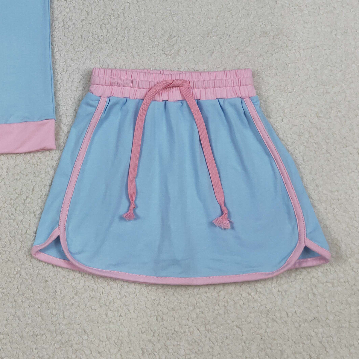 3.31 GSD3671 Baby Girls Blue Short Sleeve Top Skirt Shorts Cotton Clothes Sets