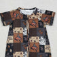 SR3545 Baby Boys Horse Rodeos Aztec Checked Western Zipper Rompers