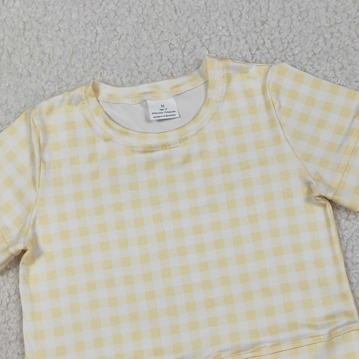 3.28 GSSO3185 Yellow plaid scallop top shorts girls summer outfit