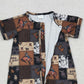 SR3545 Baby Boys Horse Rodeos Aztec Checked Western Zipper Rompers