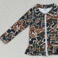 4.1 GT1315 Baby Girls Southern Dark Brown Camo Yoga Active Zip Ruffle Jackets Top