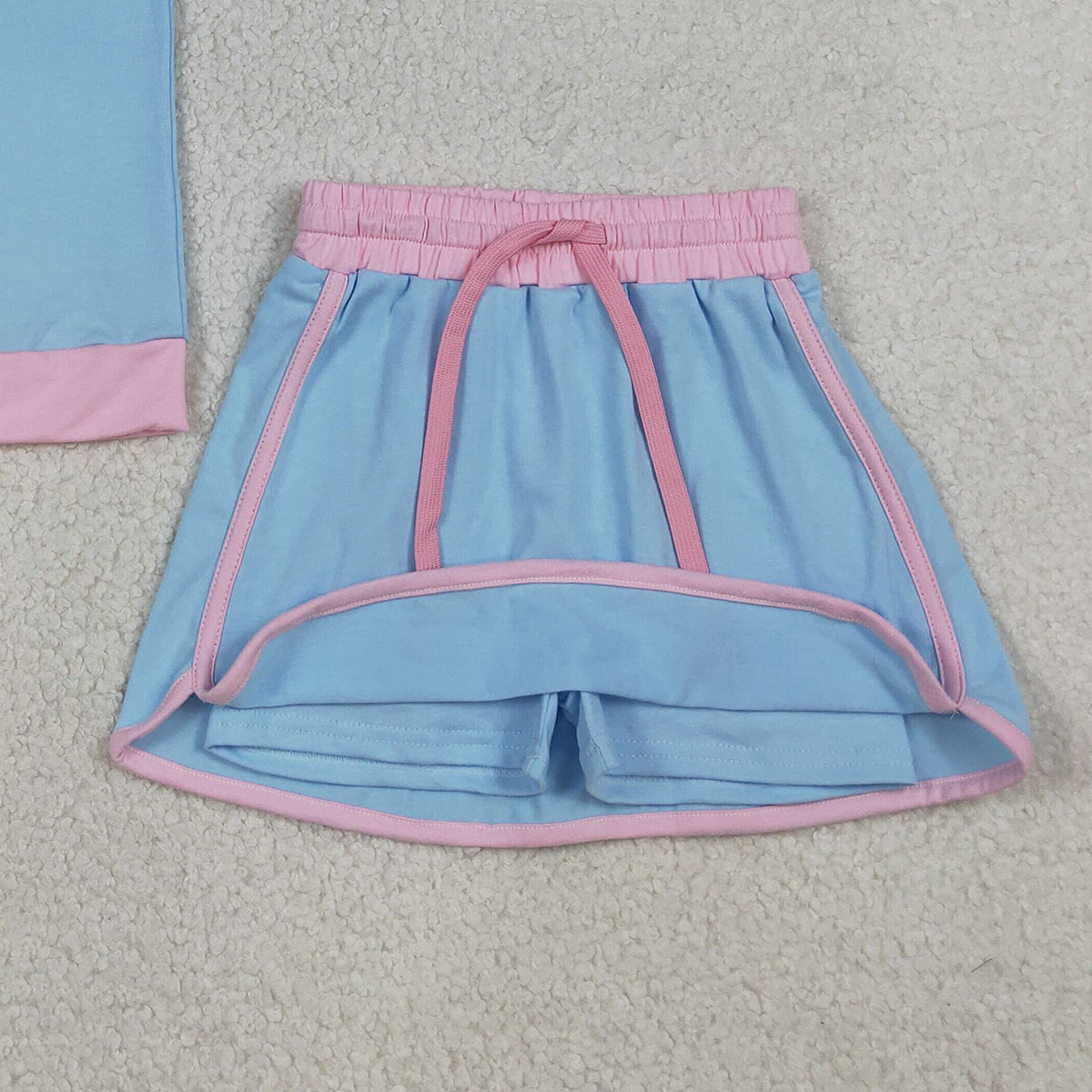3.31 GSD3671 Baby Girls Blue Short Sleeve Top Skirt Shorts Cotton Clothes Sets
