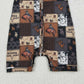 SR3545 Baby Boys Horse Rodeos Aztec Checked Western Zipper Rompers