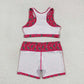 GT0519 Star Lightning Rose Red Sleeveless Top + SS0216 Star Lightning Rose Red Shorts