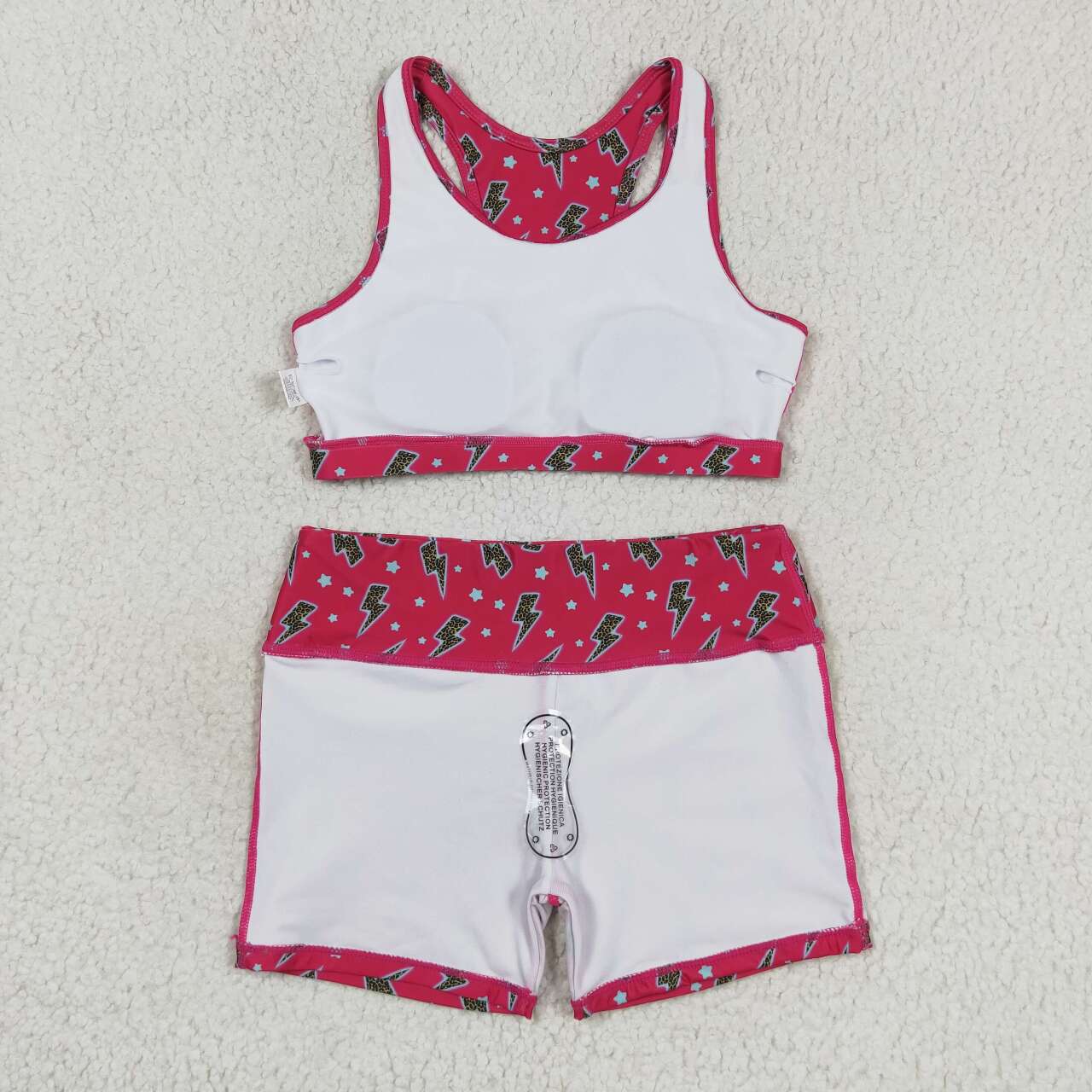 GT0519 Star Lightning Rose Red Sleeveless Top + SS0216 Star Lightning Rose Red Shorts