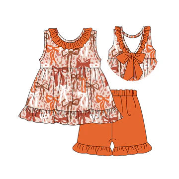 5.8 Orange Bow Doll Collar Suit