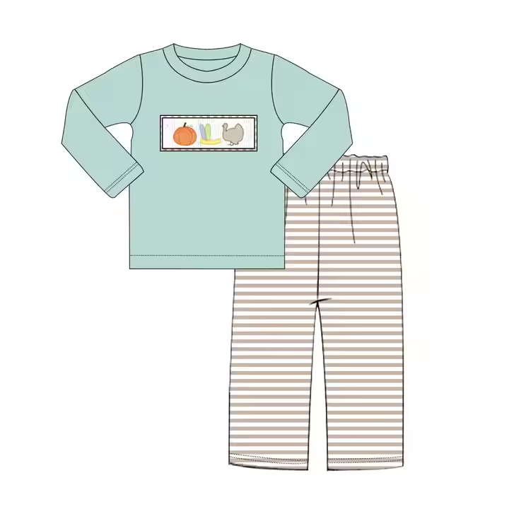 5.21 Boys Green Striped Pumpkin Suit