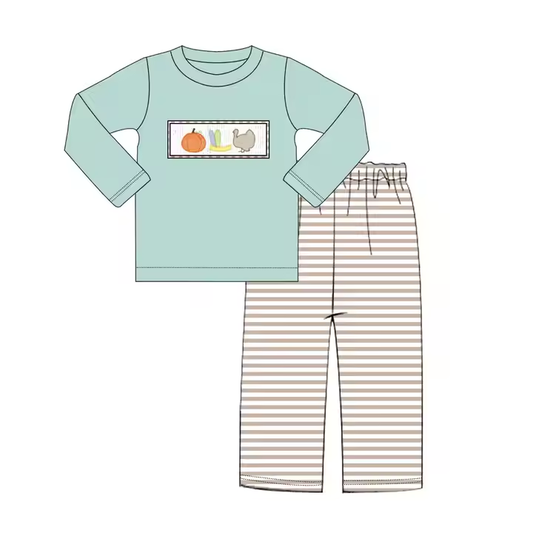 5.21 Boys Green Striped Pumpkin Suit