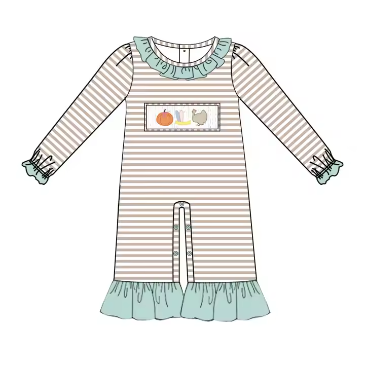 5.21 Pumpkin Plaid Long Sleeve Striped Girls Toddler Clothes