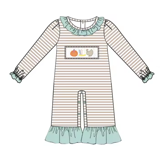 5.21 Pumpkin Plaid Long Sleeve Striped Girls Toddler Clothes