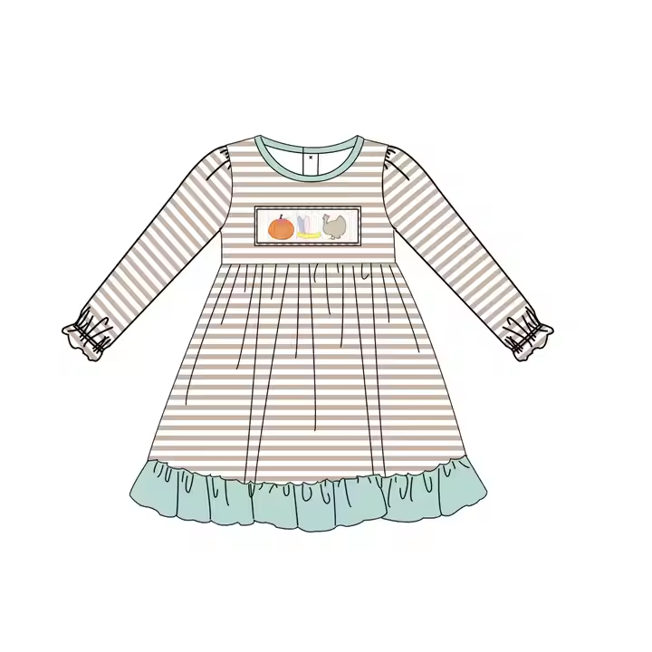 5.21 Pumpkin Striped Long Sleeve Dress
