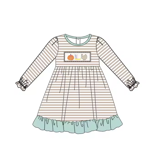5.21 Pumpkin Striped Long Sleeve Dress