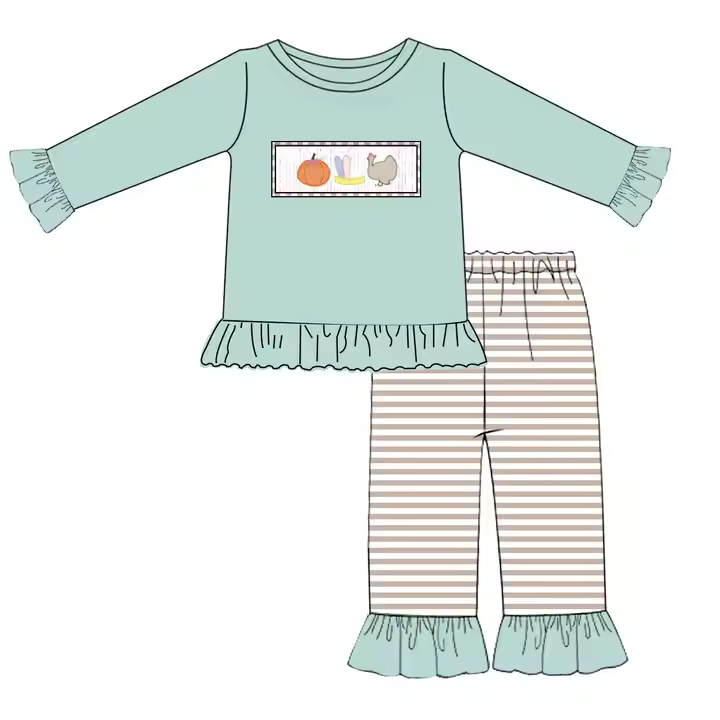 5.21 Girls Green Striped Pumpkin Suit