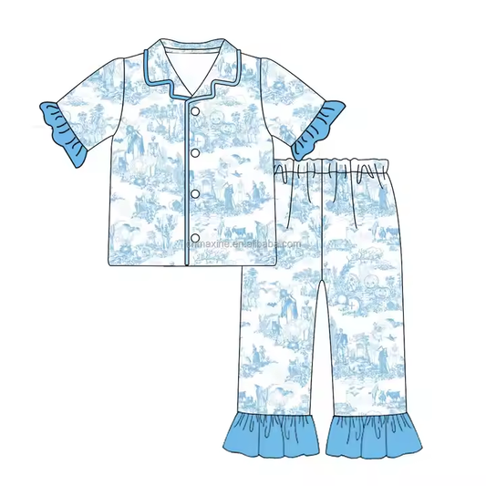 5.21 Blue Tie-Dye Girls Summer Outfit