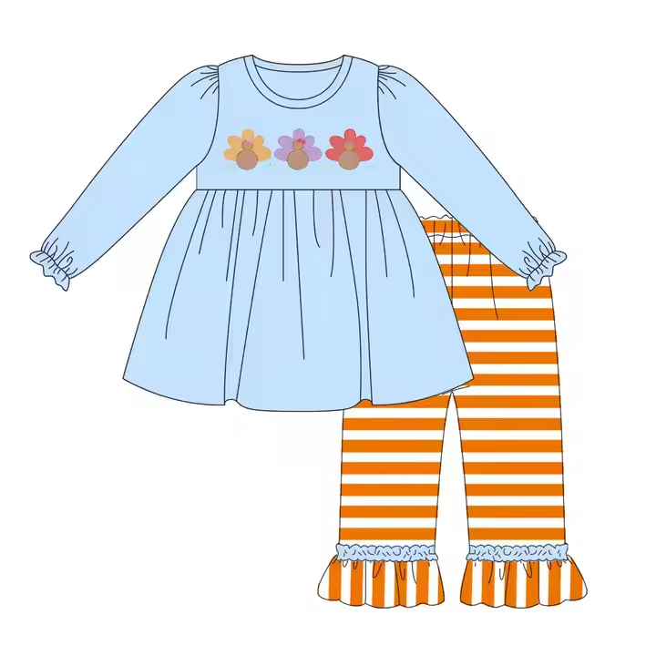 5.21 Turkey Blue Striped Girls Suit