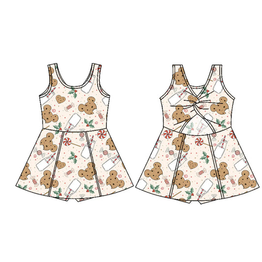 7.22Preorder (moq 5)Baby Girls Sleeveless Mouse Cookie Milk Holly Shorts Knee Length Dresses