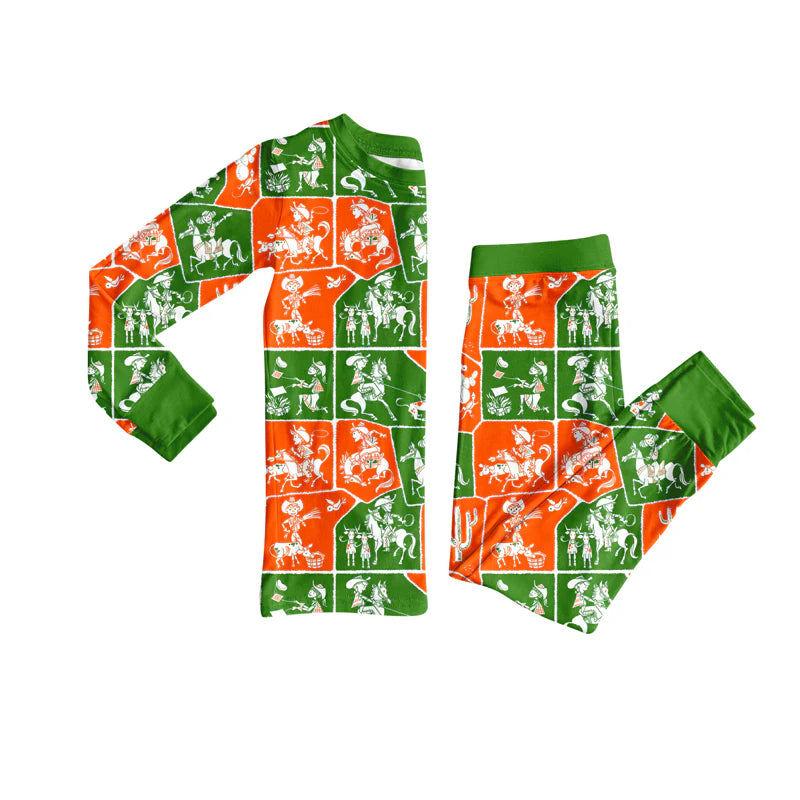 8.4Preorder (moq 5)Baby Girls Cactus Horse Rodeos Top Pant Western Pajamas Set