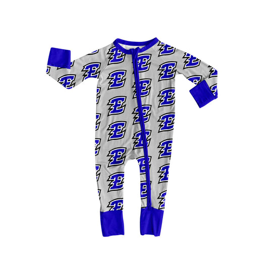 7.19Preorder(moq 5)Baby Infant Grey E Team Zip Rompers