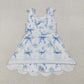 6.14  GSD2587 Flower blue bow pattern lace yoga sleeveless dress